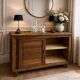 Vintage wooden buffet with a waxed finish, 2 sliding doors.