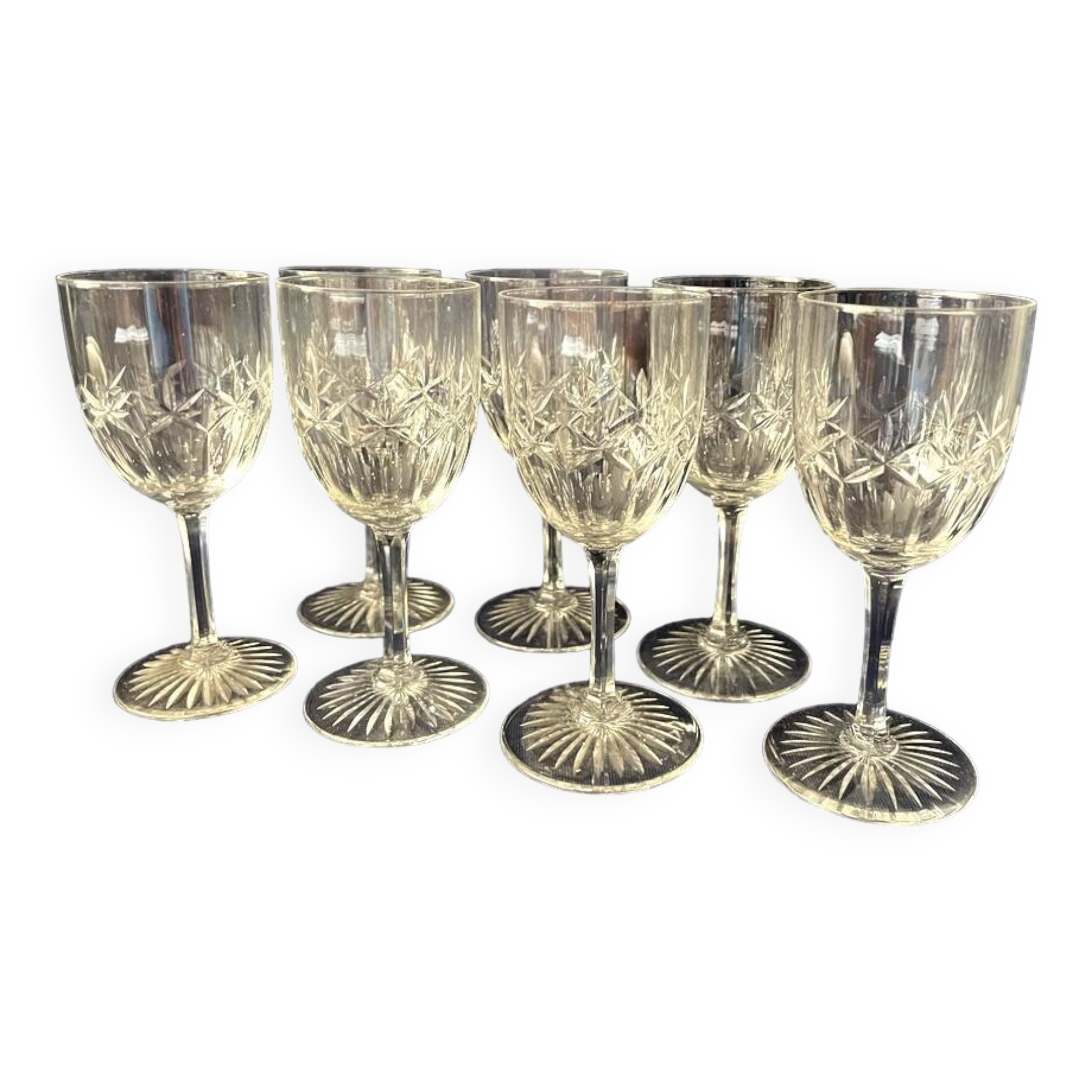 Set of 7 crystal liquor glasses