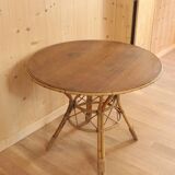 Table à repas en rotin et bois