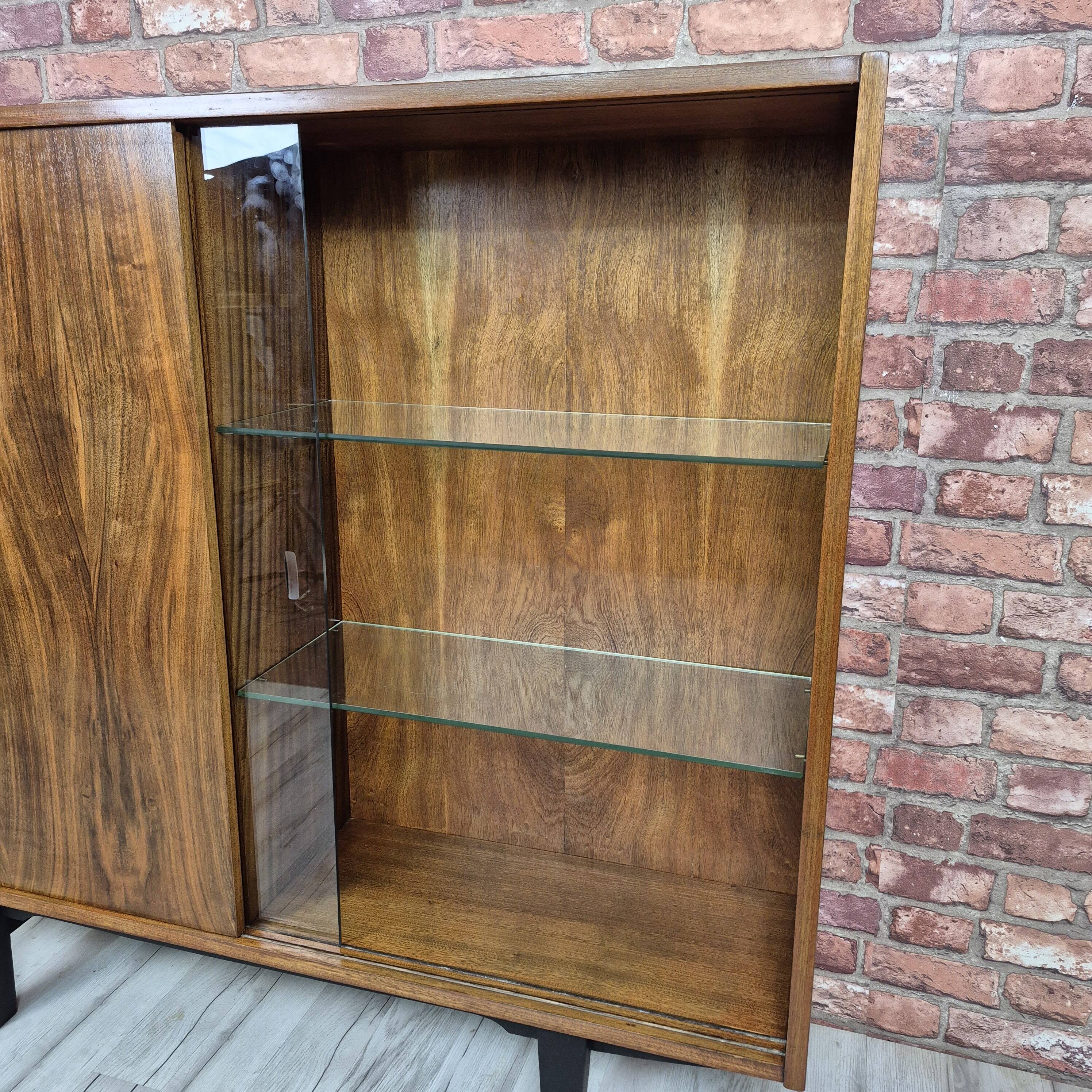 Restored "Violetta" Display Cabinet in Walnut & Mahogany – Poland 1960s