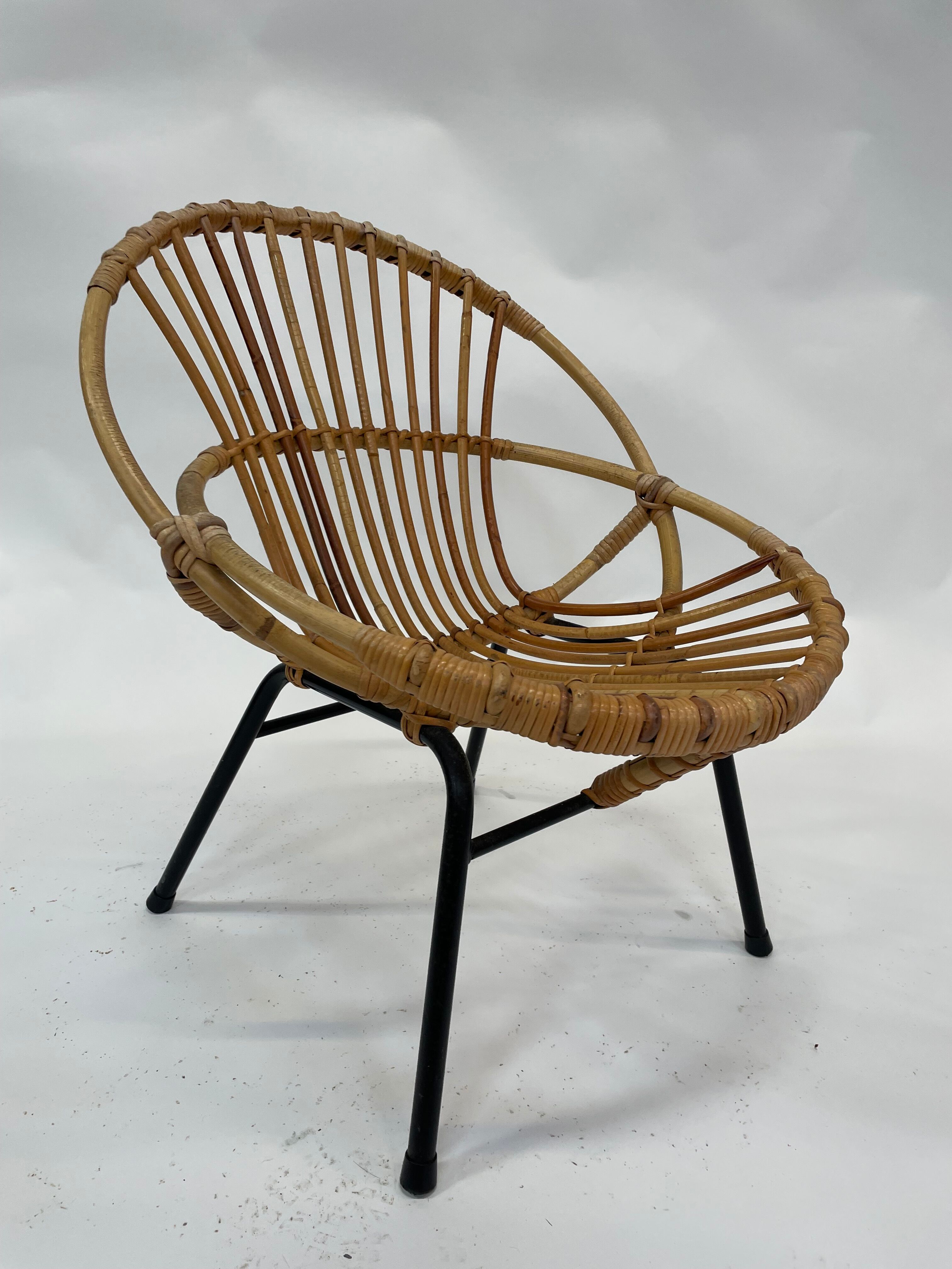Fauteuil en rotin par Dirk van Sliedregt Rohe Noordwolde 1960 aux Pays-Bas