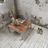 Modernist walnut and chrome coffee table