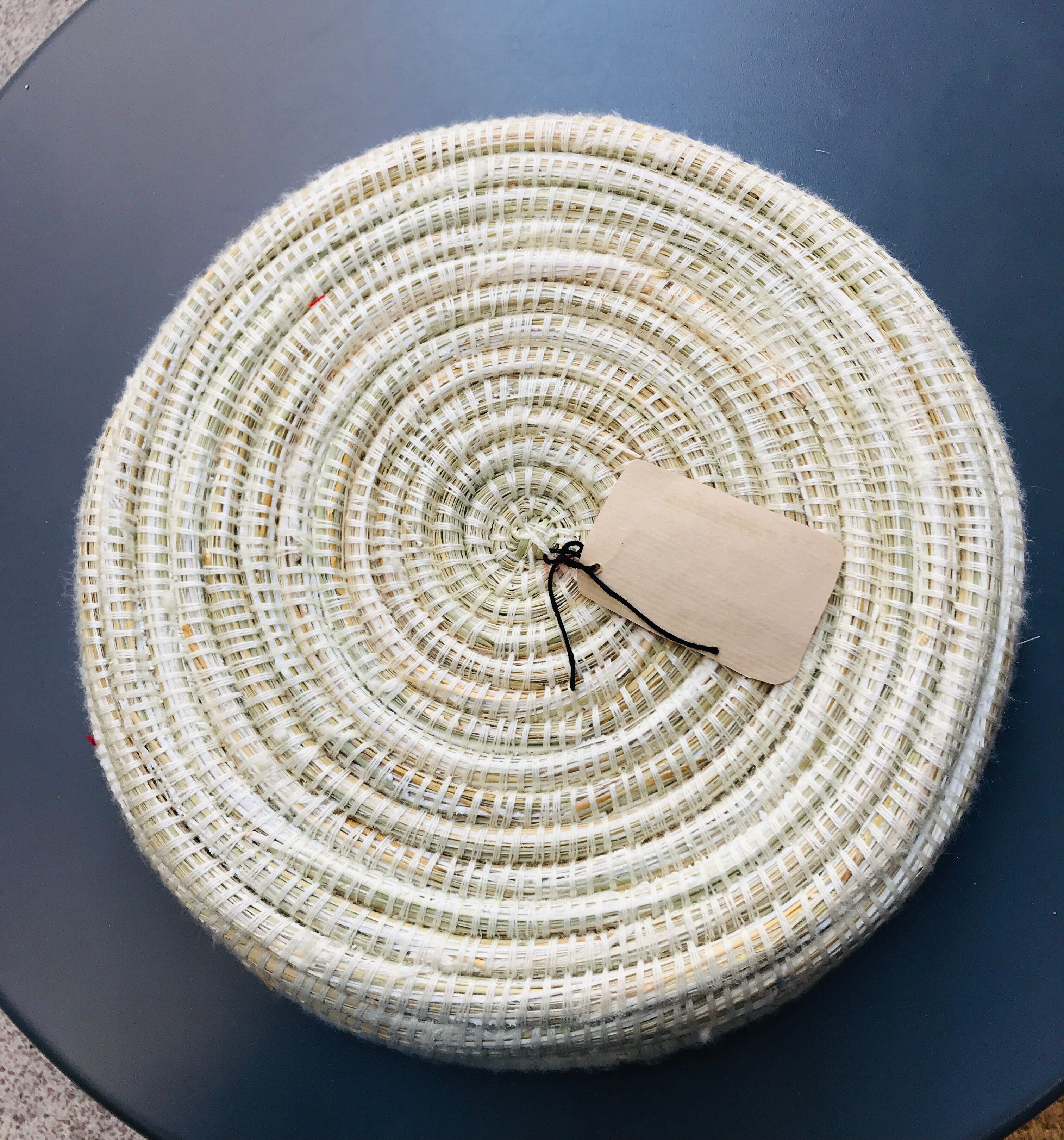 Berber ethnic basket white wool
