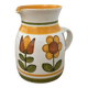 Small vintage ceramic jug signed – hand-painted floral decoration – 13 cm