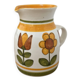 Small vintage ceramic jug signed – hand-painted floral decoration – 13 cm