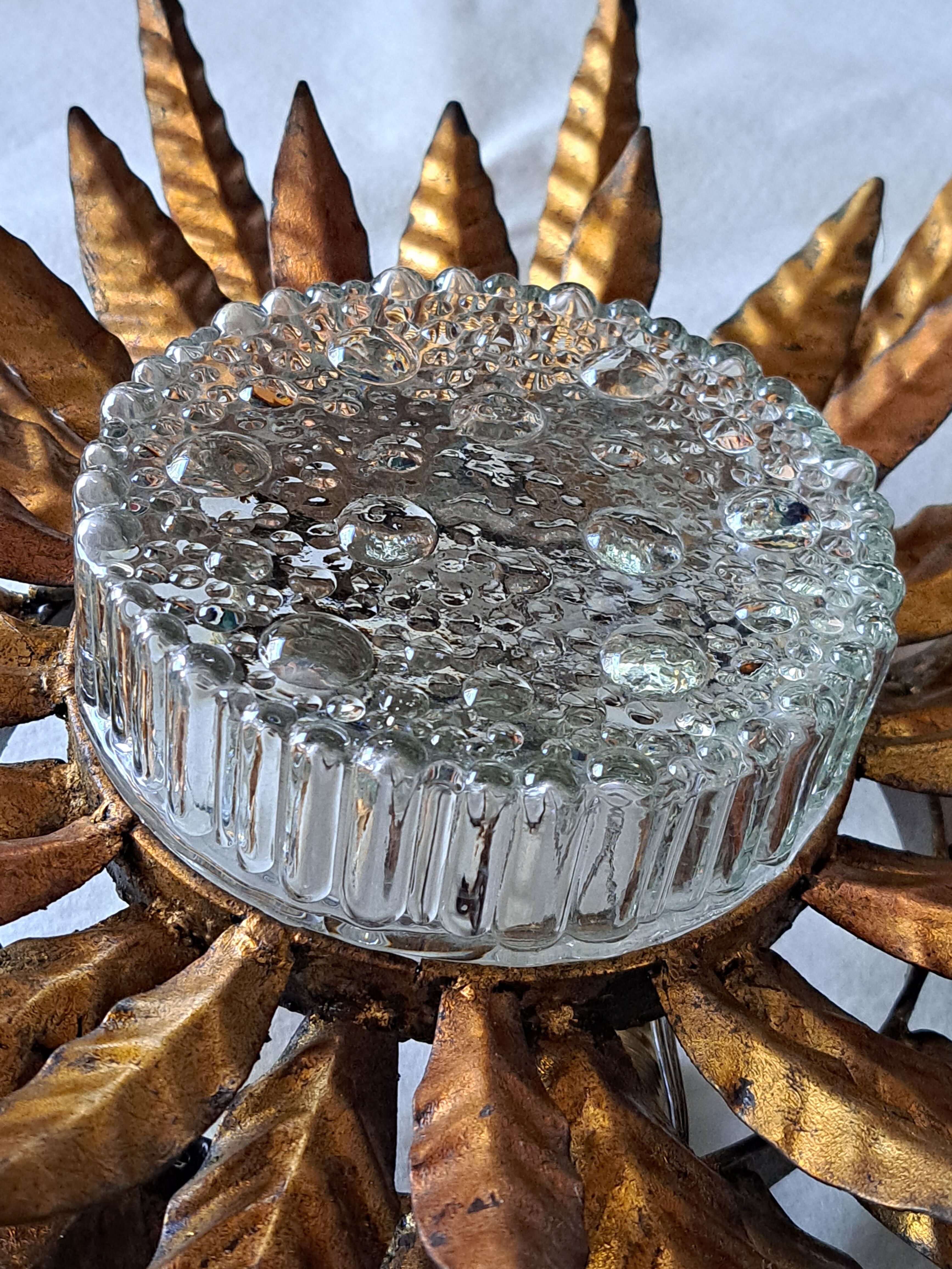 Gilded metal ceiling lamp 60s