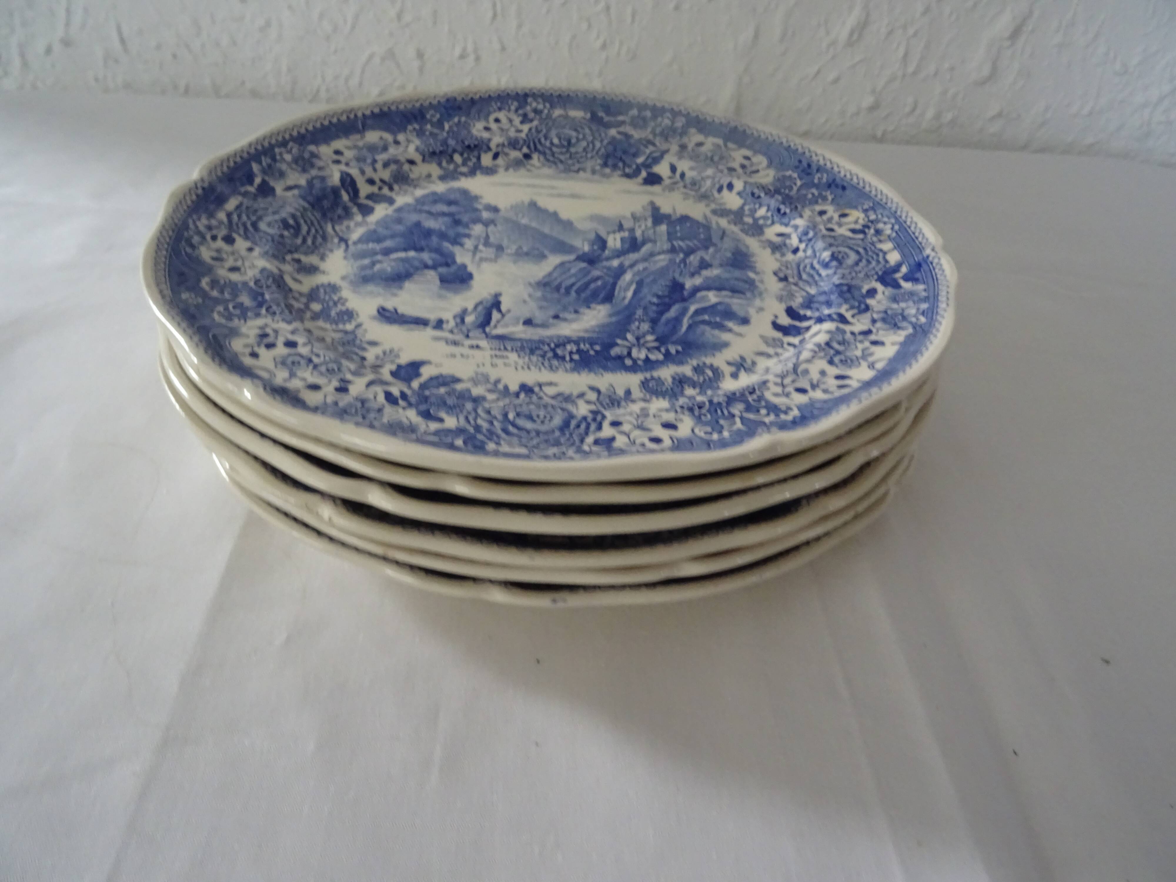 4 plates old faience 506 112 villeroy boch burgenland blue