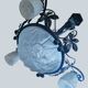 Wrought iron and art deco glass chandelier - Degué Workshops