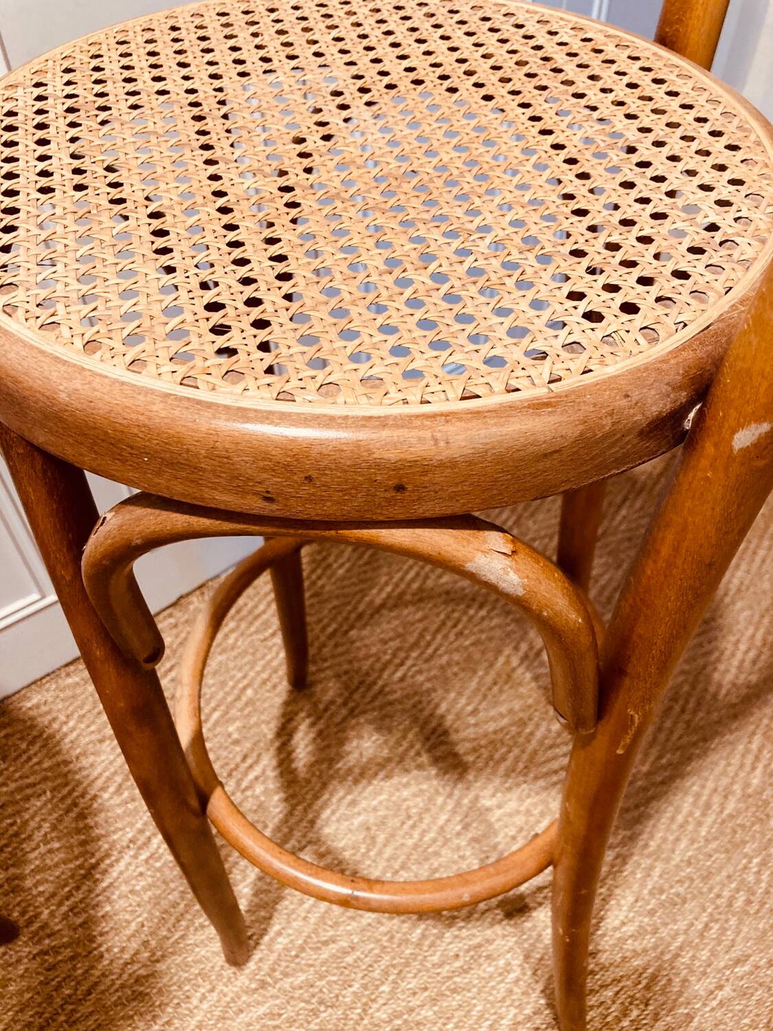 Bentwood and cane bar stools