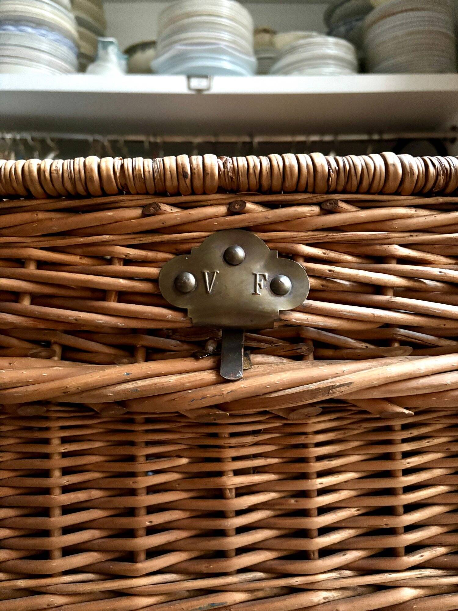 Trunk, chest in woven wicker