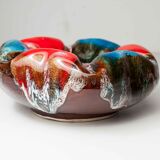 Colorful ceramic hexagonal ashtray in 1960s