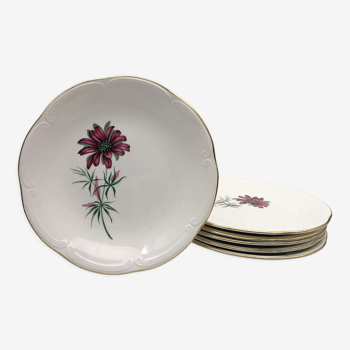 6 assiettes plates anciennes en porcelaine