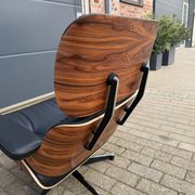 Vitra Eames Lounge chair XL + Ottoman, Zwart leder & Santos Palissander