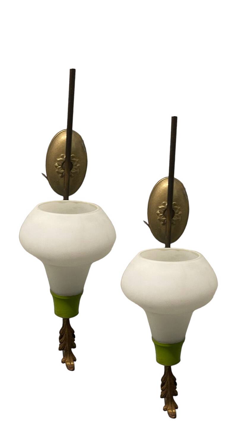 Vintage Italian Opaline Sconces Set of 2