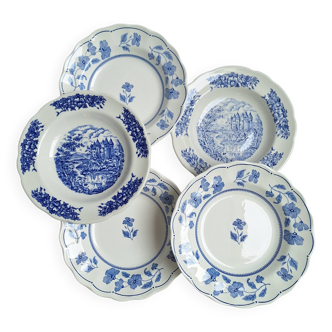 Vintage blue soup plates