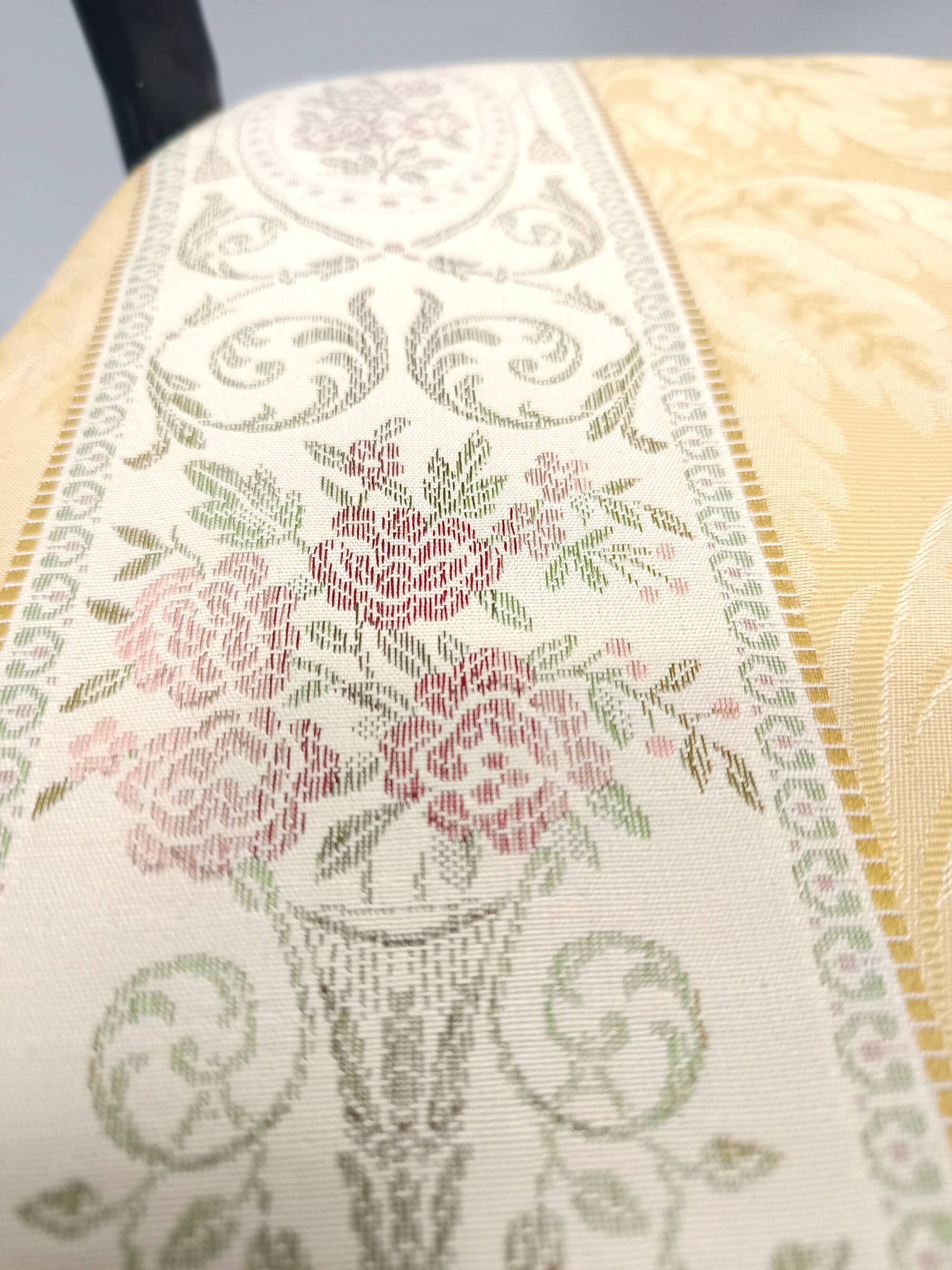 Pair of Vintage Brass and Metal Chiavarine Chairs with Yellow Fabric, Italy