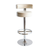Chrome bar stool in white skai, 1960s.