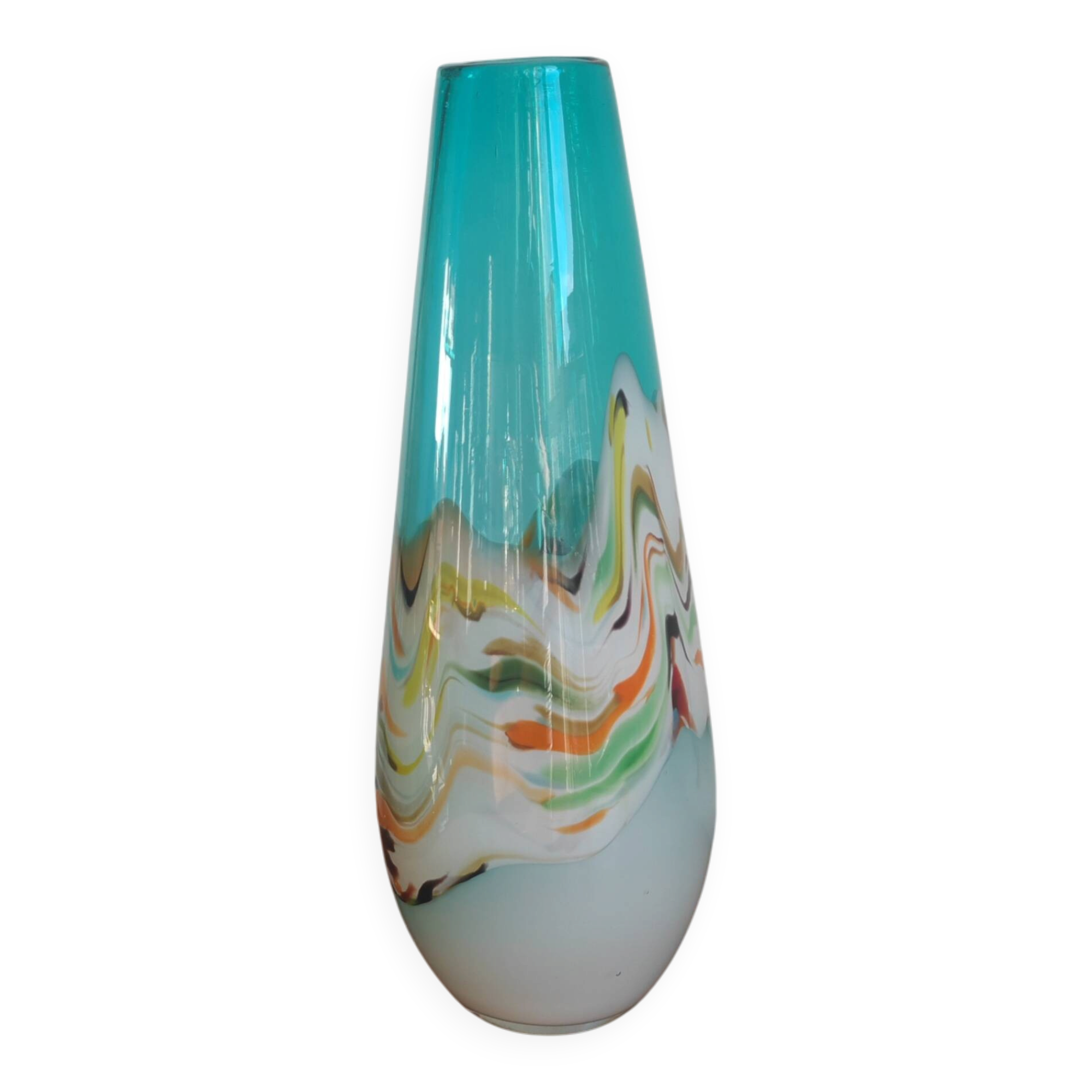Tall vintage vase in blown glass in Murano style – 40 cm