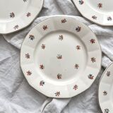 4 assiettes plates fleuries en faïence Digoin Sarreguemines