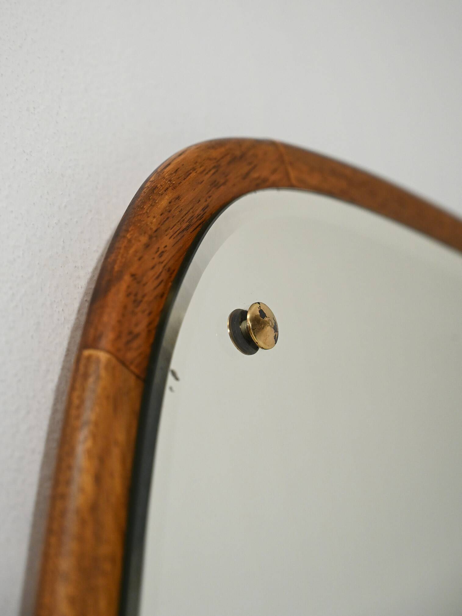 1960s Scandinavian oval mirror in oak