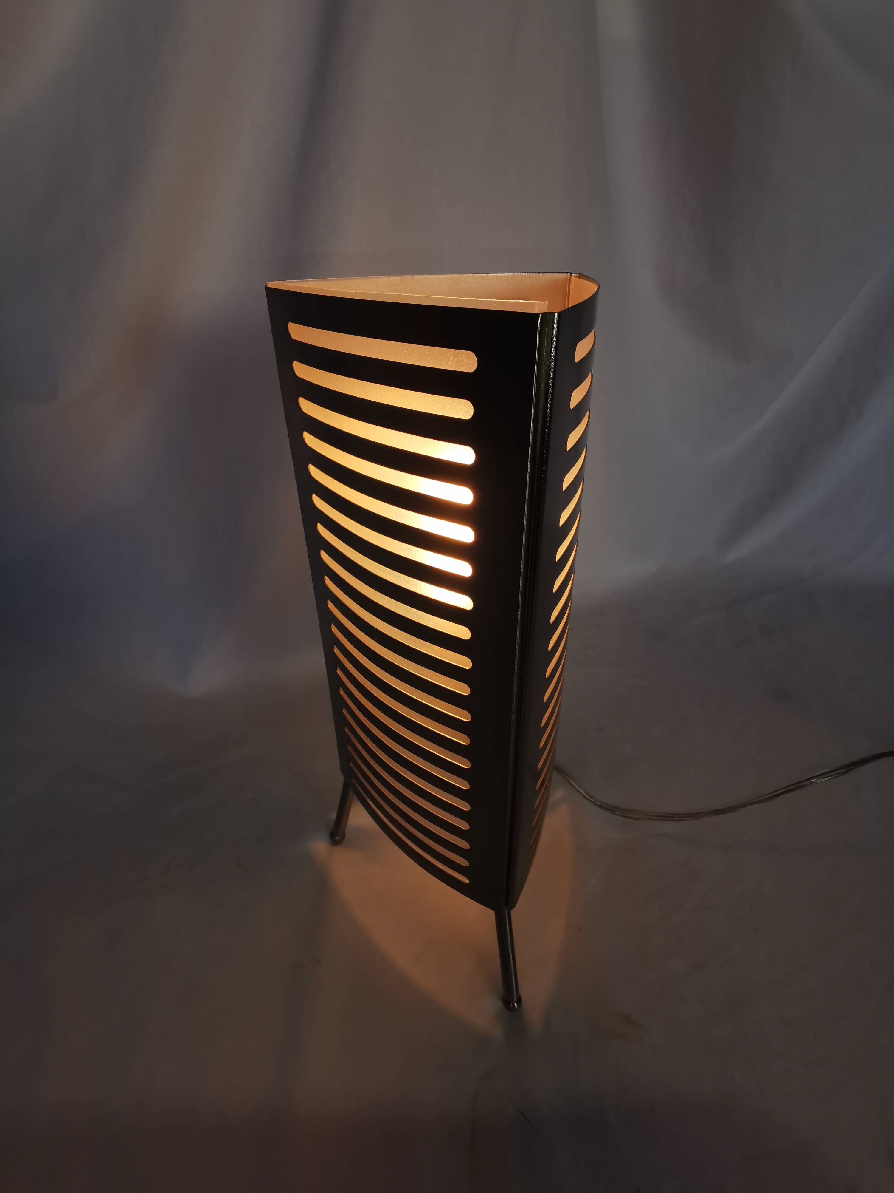 Openwork stainless steel table lamp, Sweden, 1990