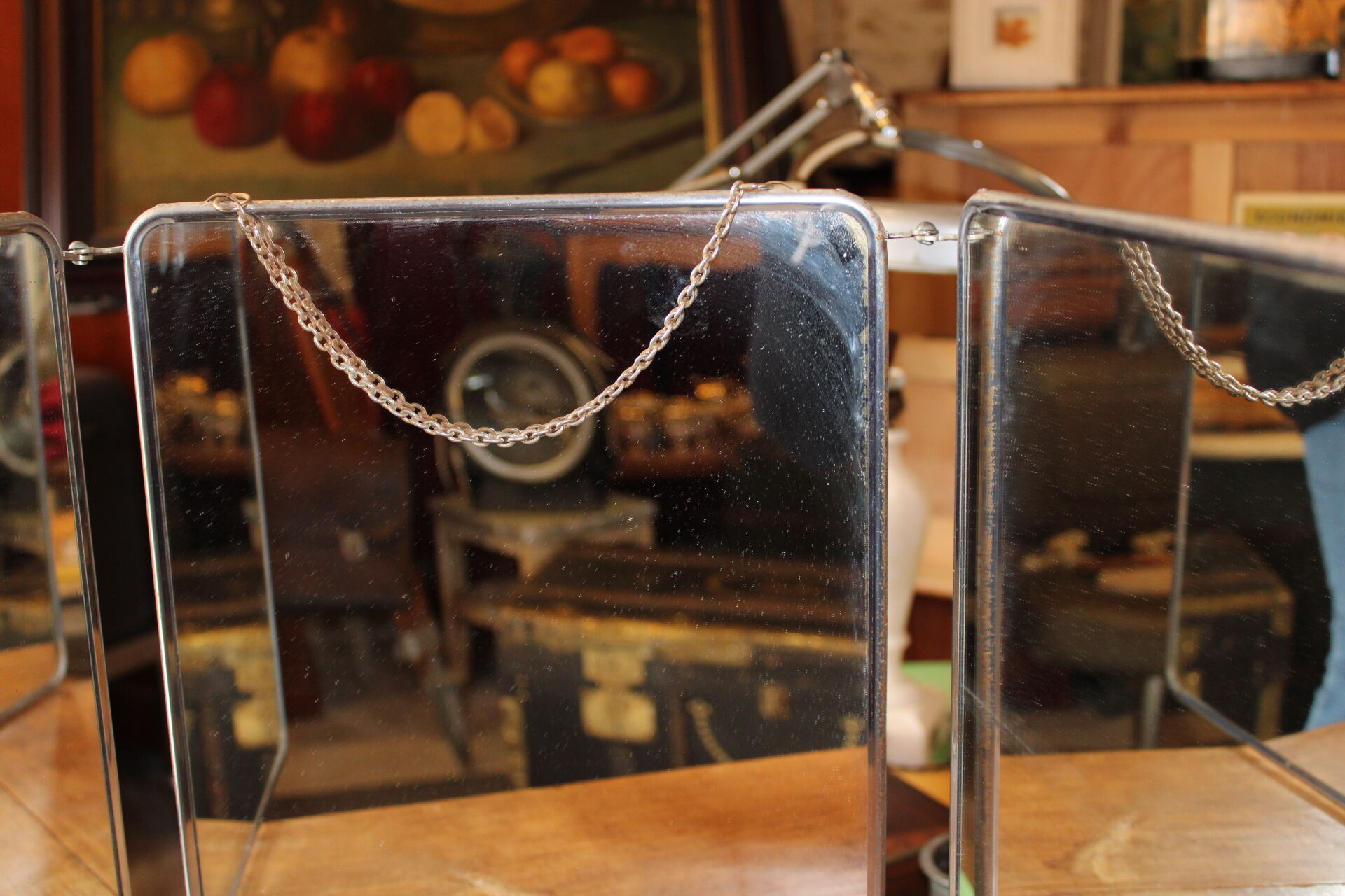 Vintage triptych barber mirror