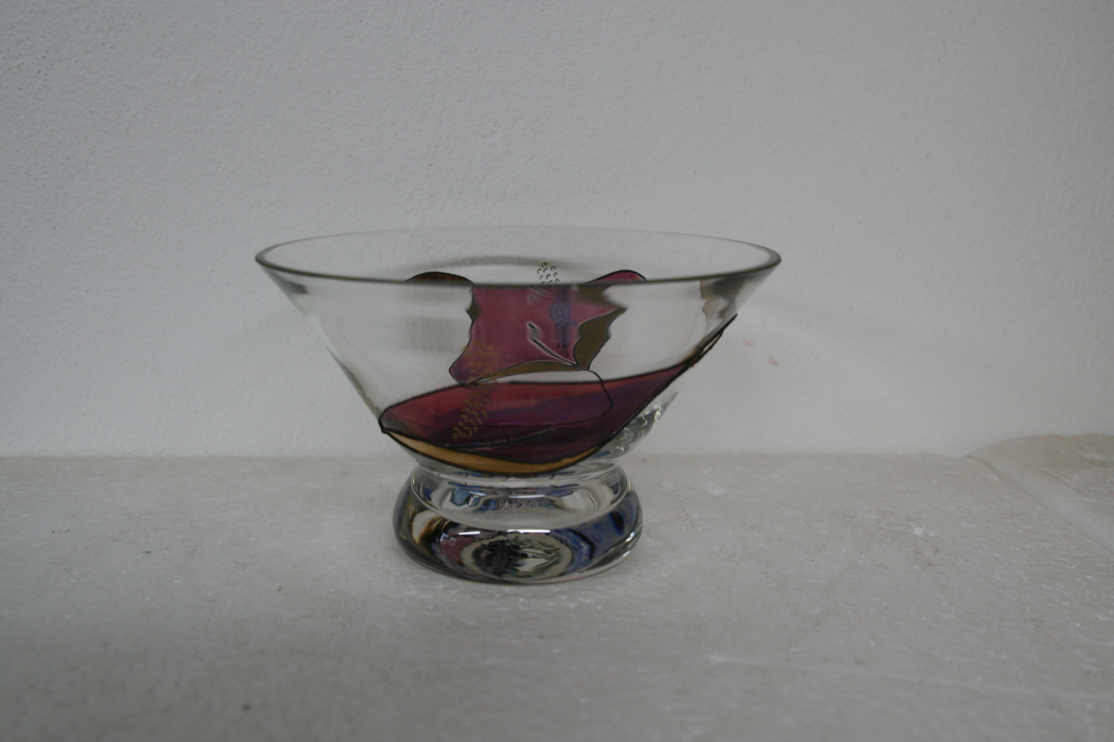 Floral decor evased glass cup