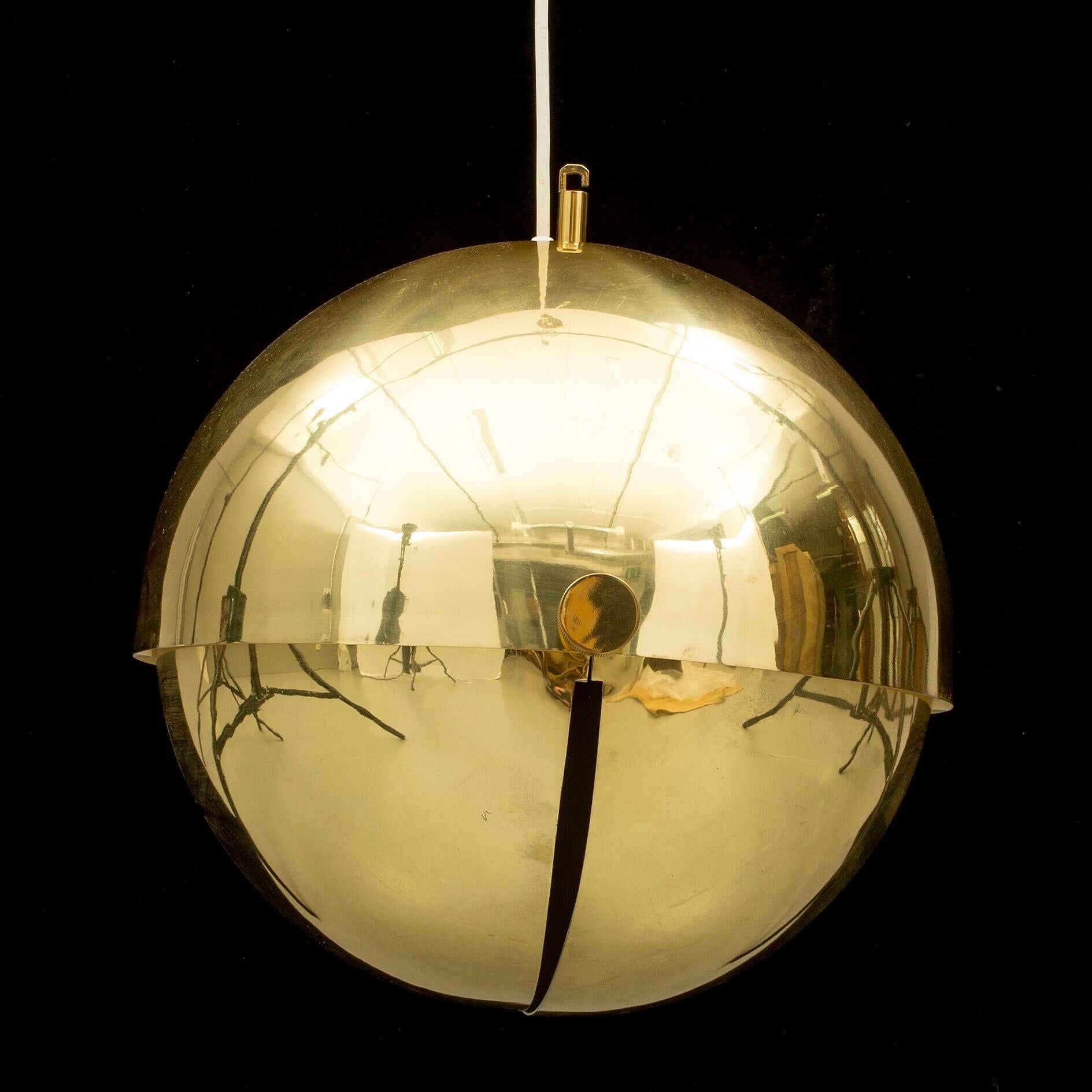 Adjustable spherical brass lamp by Münchner Werkstätten Germany 1970
