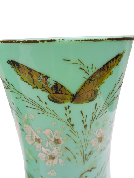 Pair of green opaline vases