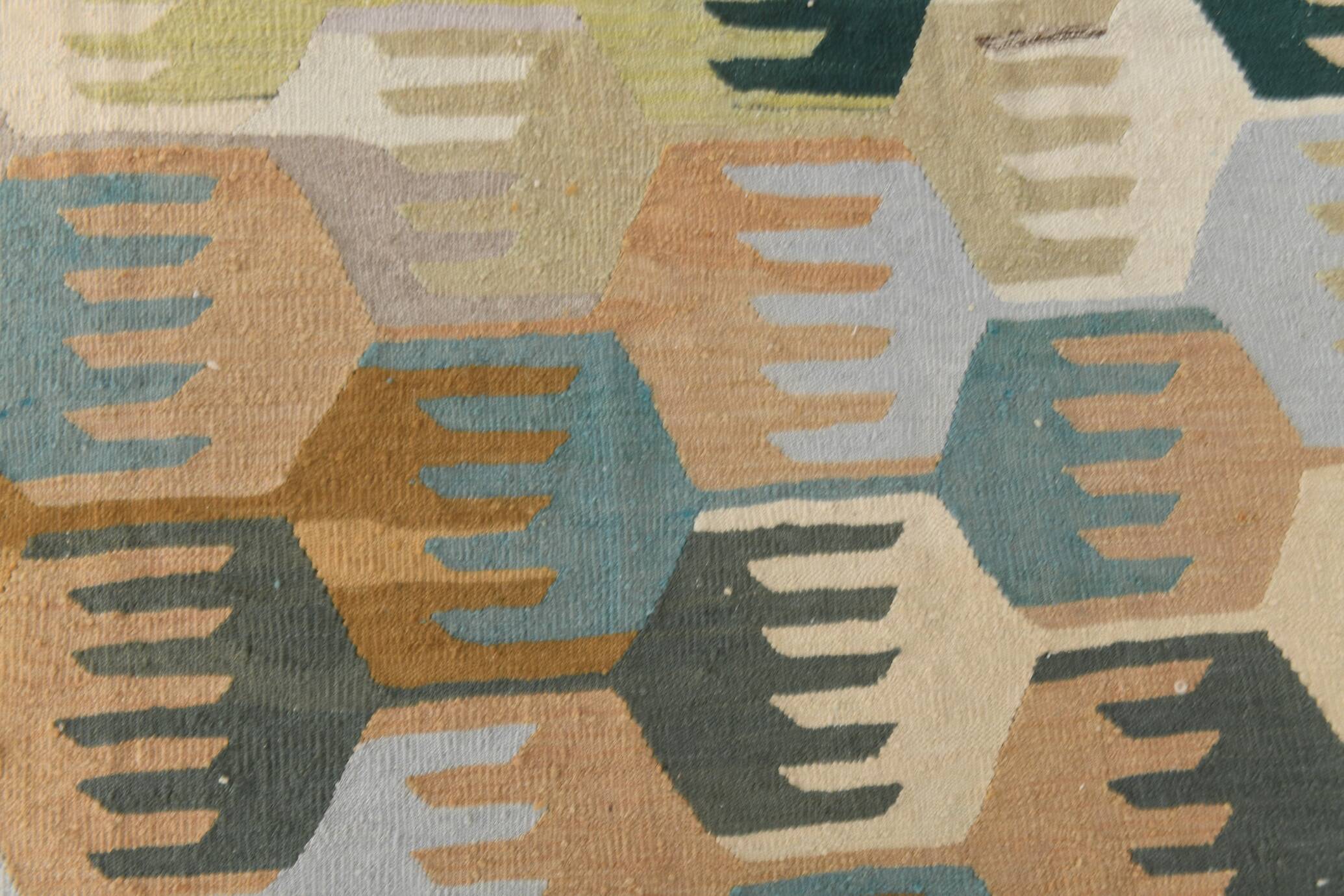 Geometric Multicolor Vintage Kilim Rug, 270x352Cm