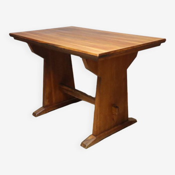 Vintage brutalist solid wood dining table, 1950s