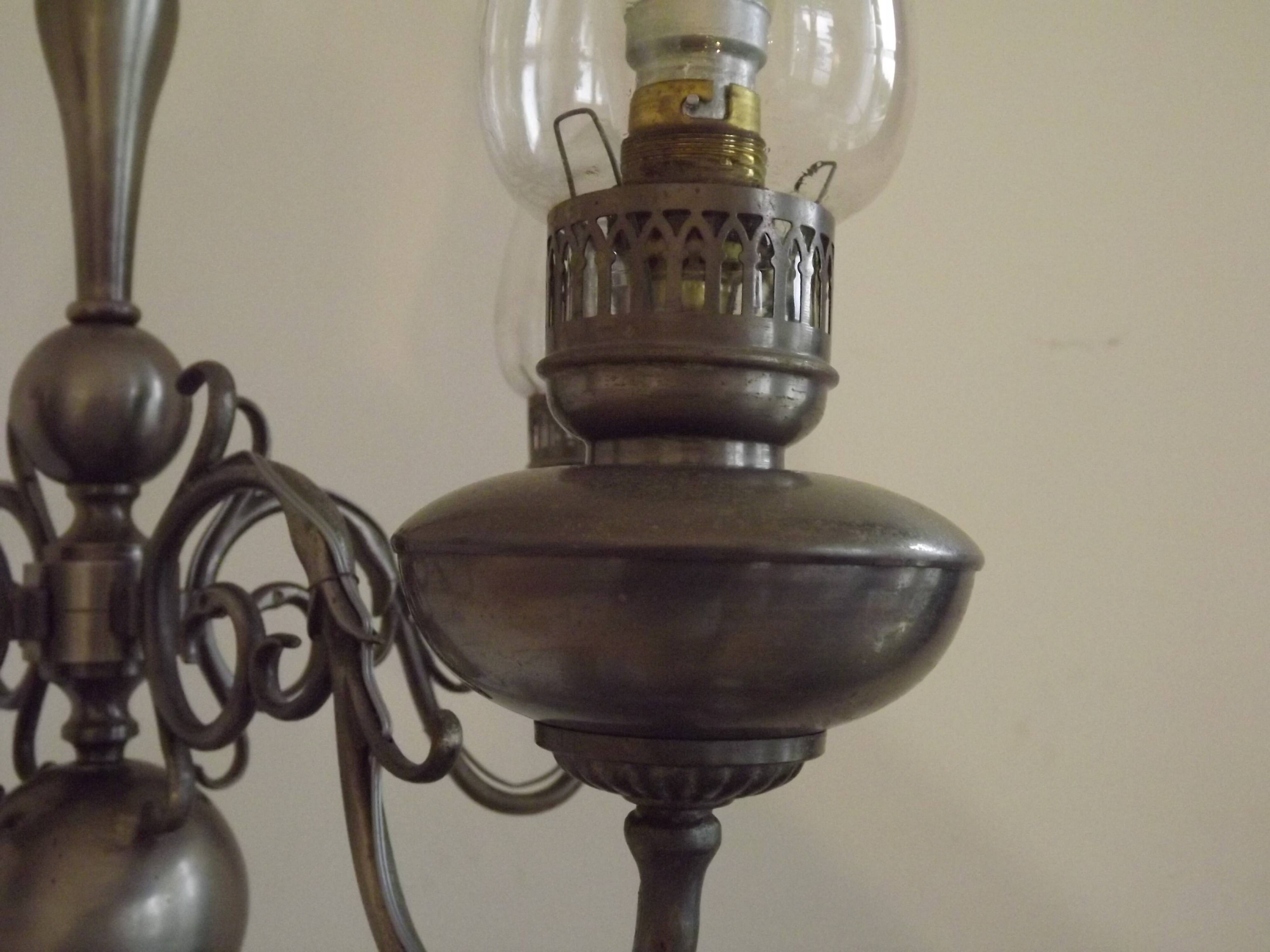 Flamish chandelier with 4 lights in hand-blown tin 5104