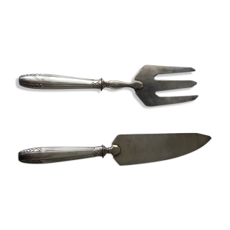 Couverts de service à poisson art deco en argent massif