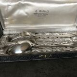 Case with cutlery christofle fork and spoon in silver metal
