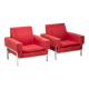 Red Kiushu armchairs by Saporiti characteristic of mid-20th century Italian modern design.