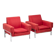 Red Kiushu armchairs by Saporiti characteristic of mid-20th century Italian modern design.