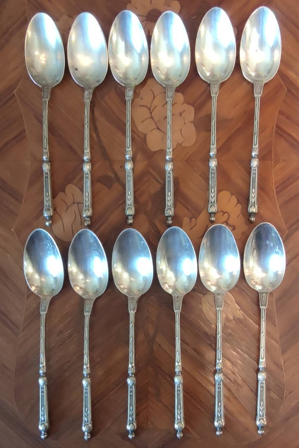 12 Old small silver-plated spoons