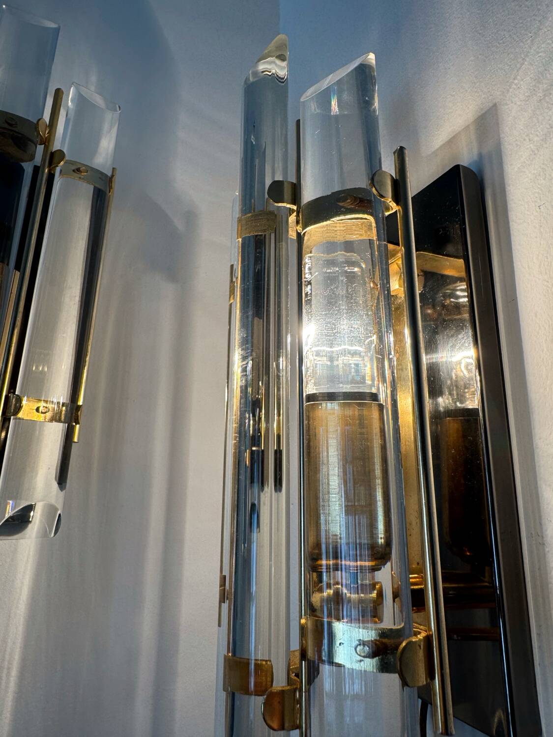 Crystal baguette wall lights from the 80s