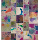 Handmade Anatolian Overdyed 206 cm x 306 cm Multicolor Patchwork Carpet