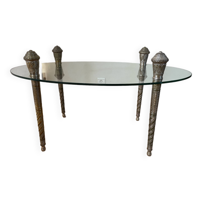 Table basse en verre pieds metal