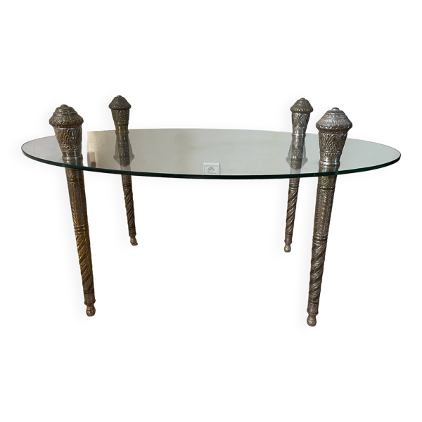 Table basse en verre pieds metal
