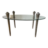 Table basse en verre pieds metal