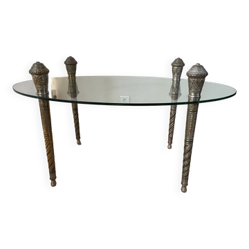 Table basse en verre pieds metal