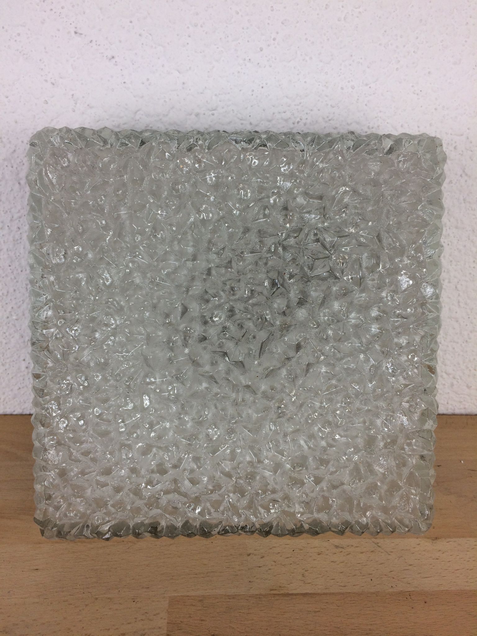 Square Holophane wall light in cut glass, 1960s.