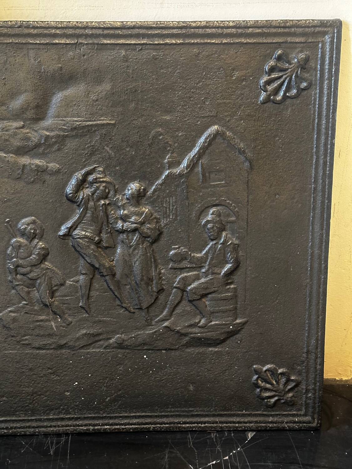 Cast iron fireplace plaque rural scene 64/64 cm