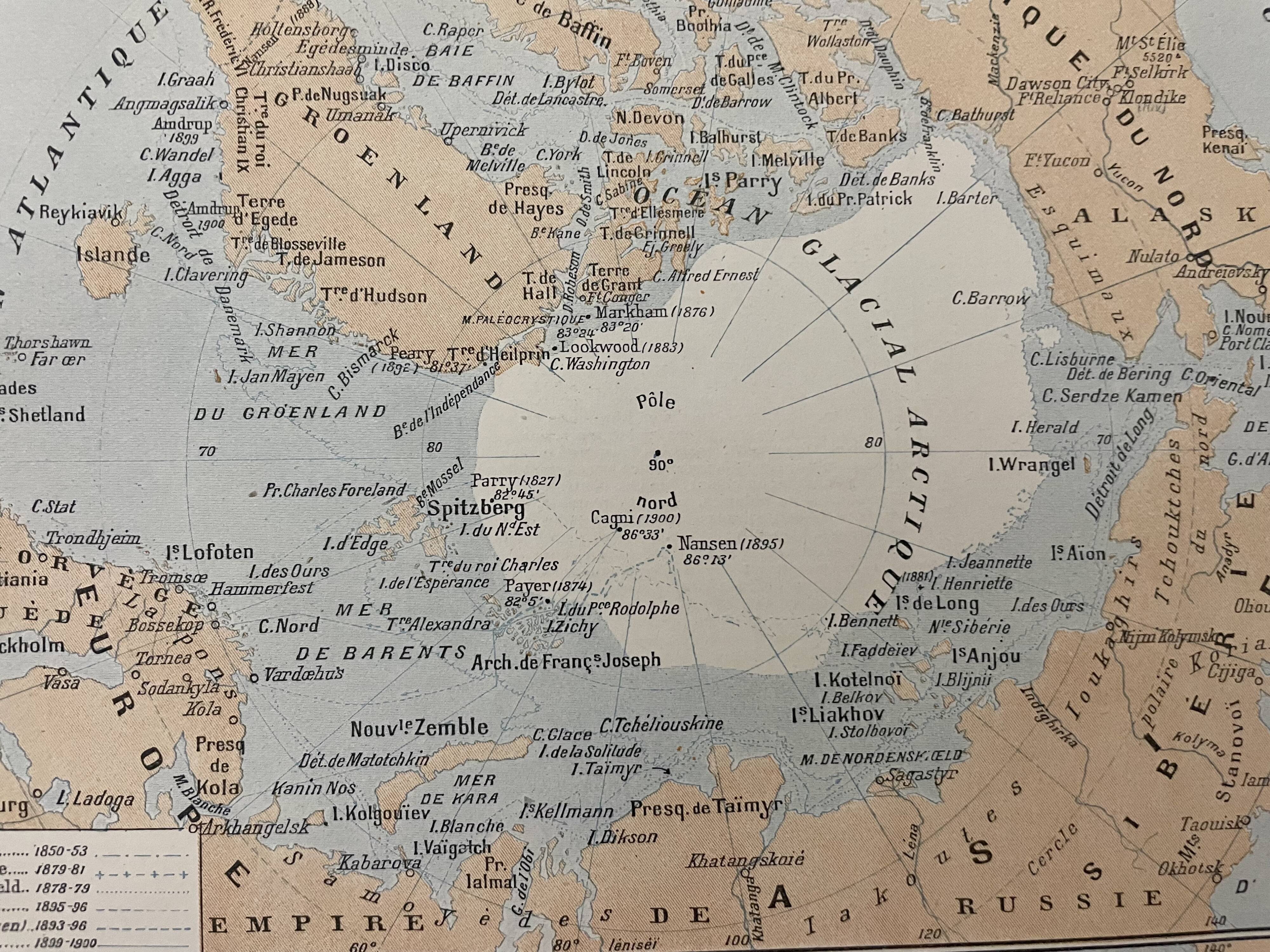 Lithograph map on the poles - 1900
