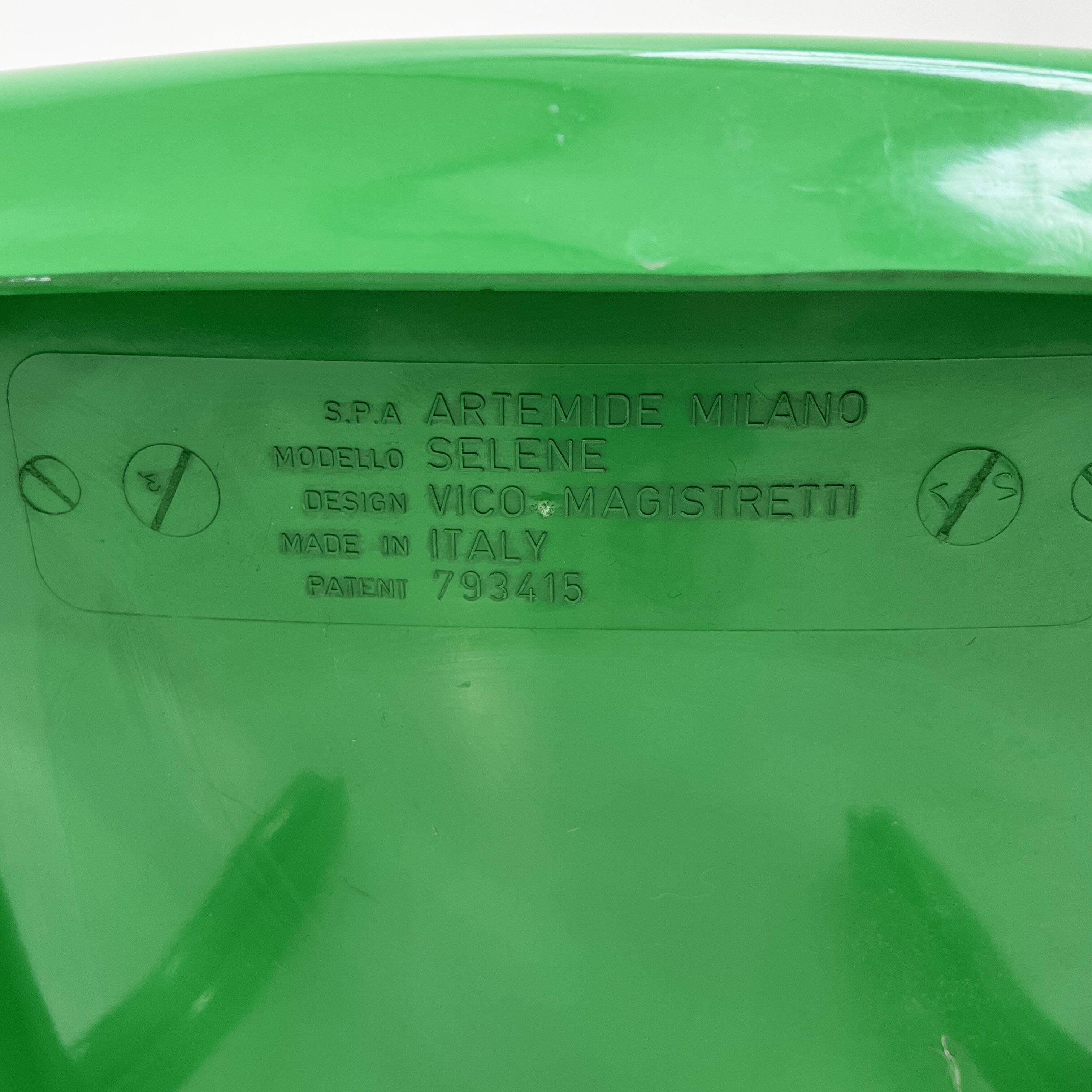Set of 4 green Selene chairs by Vico Magistretti for artemide, 1970