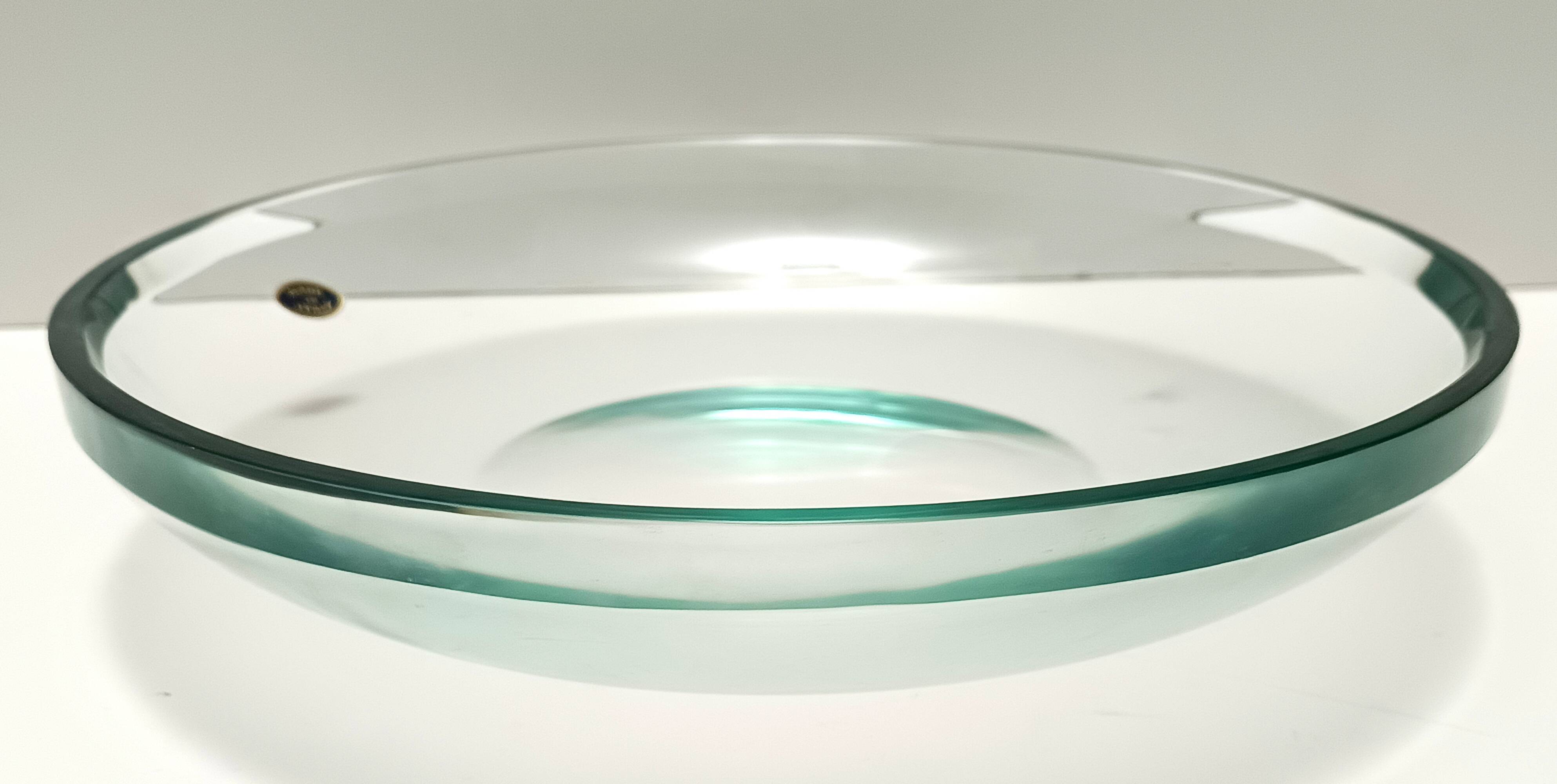 Elegant Thick Glass Centerpiece / Trinket Bowl attr. to Fontana Arte, Italy