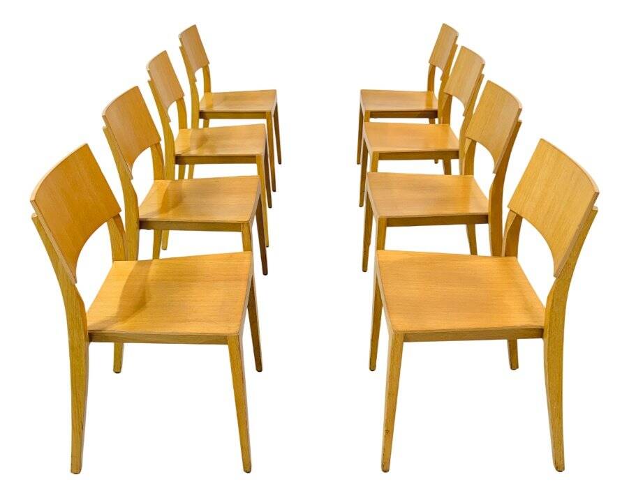 Vintage beech dining chairs, 1980s, set of 8