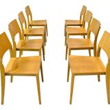 Vintage beech dining chairs, 1980s, set of 8